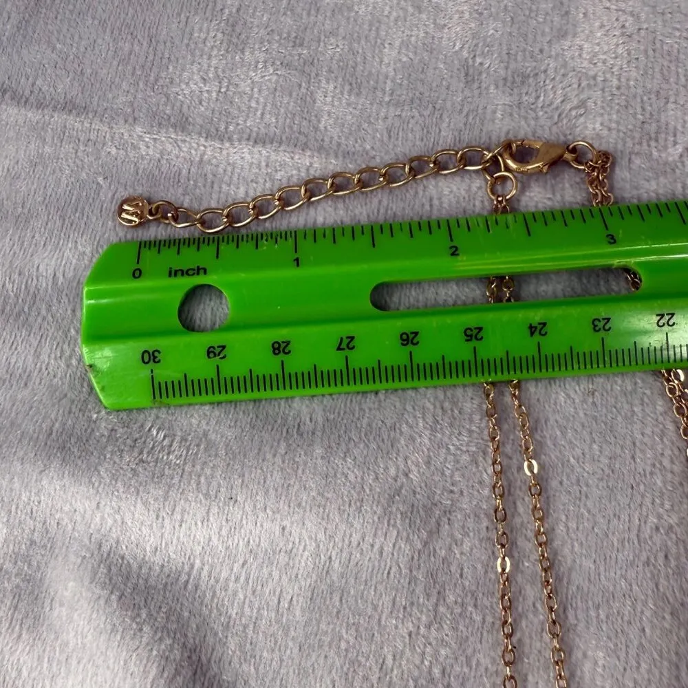 Layered Turquoise Brown Colors Stone Beaded Necklace Gold Tone Chain and Pendant - Image 16