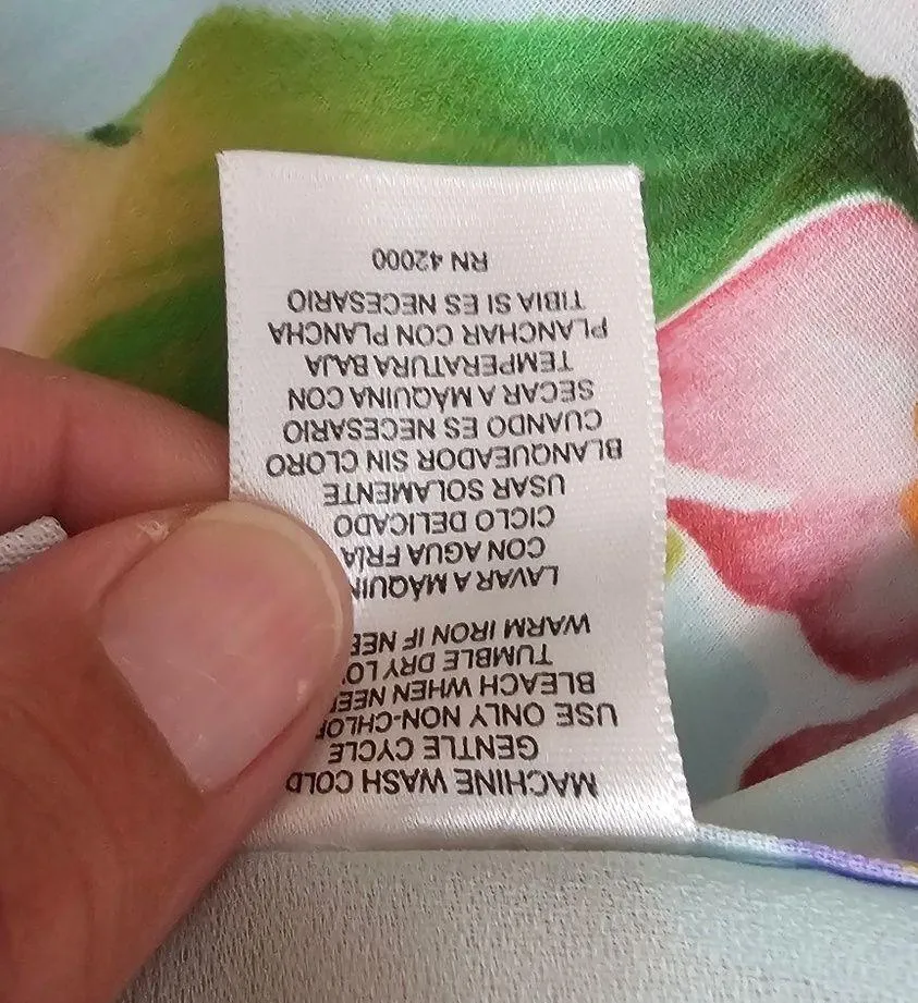 Jaclyn Smith Y2K Aqua Tropical Floral Chiffon Midi Skirt Size 16 - Image 6