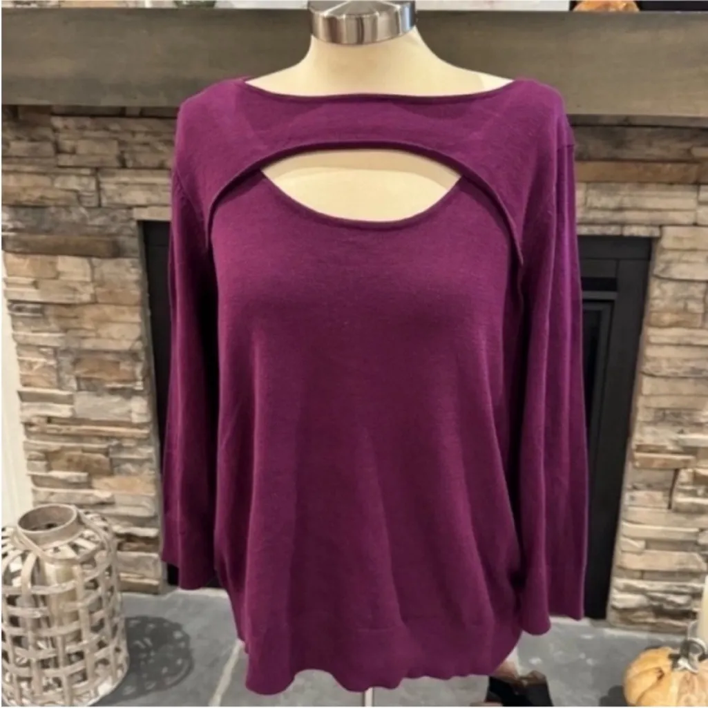 Cable & Gauge Rich Purple Crew Neck Sweater - Image 11