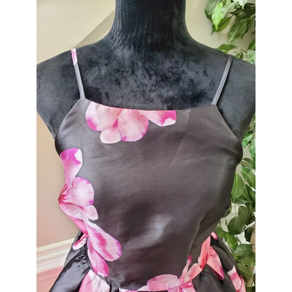 Miss Avenue Women's Black Floral Polyester Sleeveless Knee Length Dress Size M - Image 5