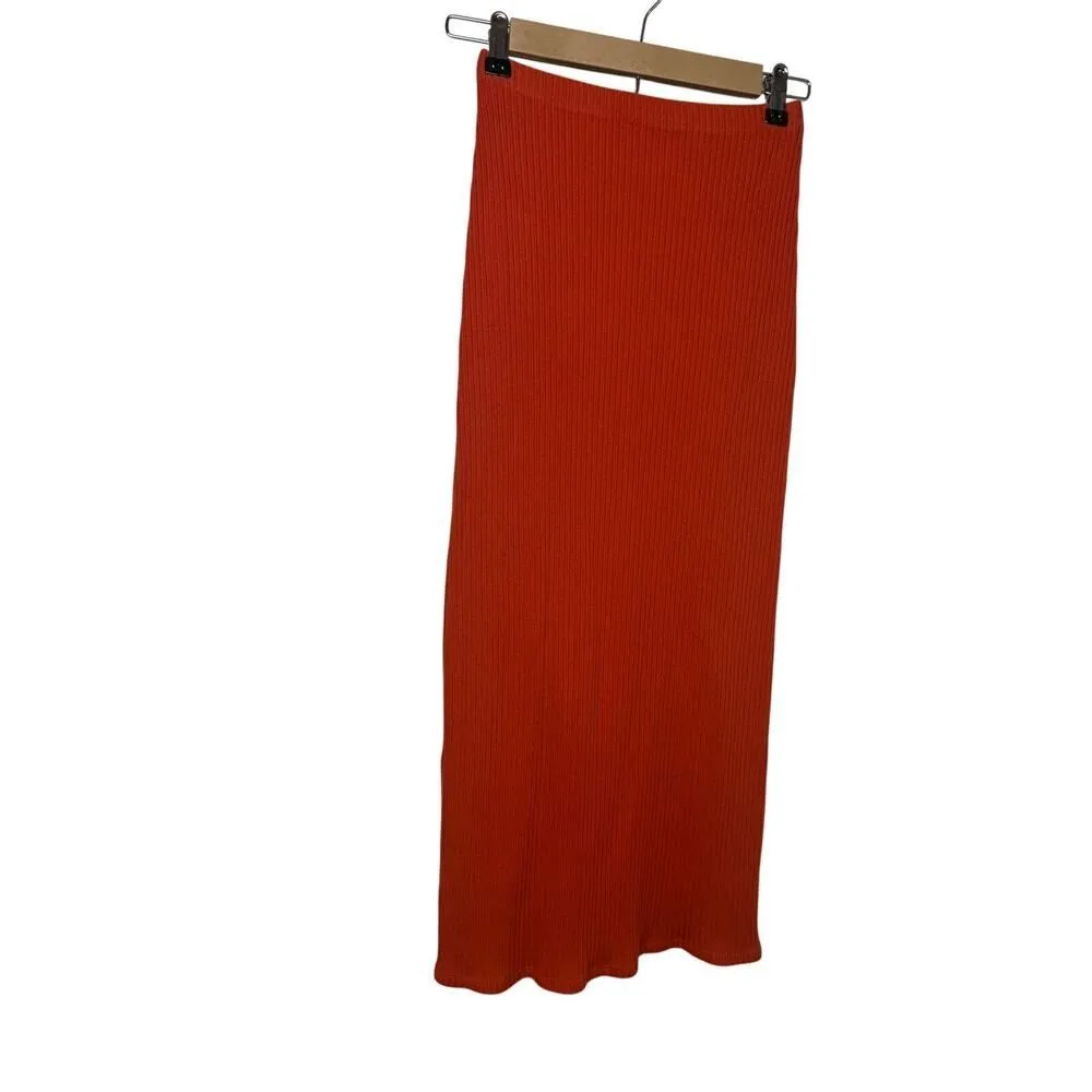 Reformation Burnt Orange Ribbed Midi Maxi Skirt Sz. XS - Image 6