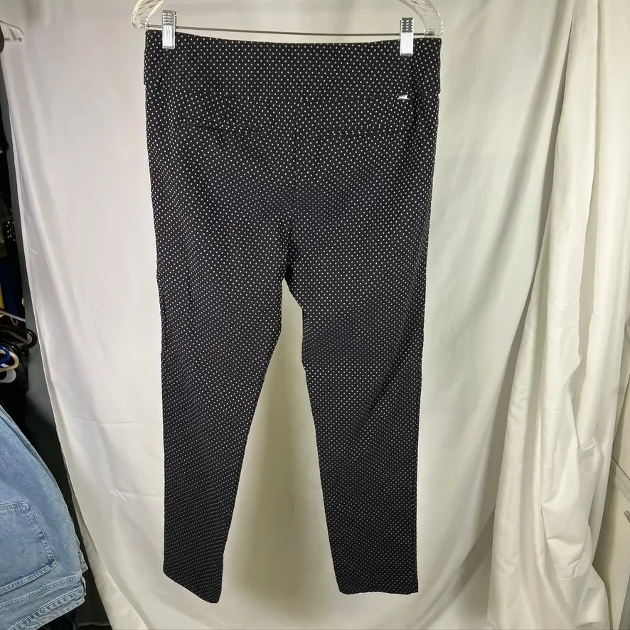 Tommy Hilfiger Black White Dot Print Stretch Career Pants Size 12 Preppy Classic - Image 7