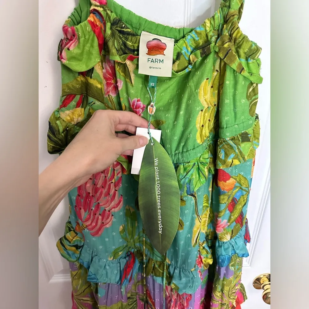 Farm Rio Amazonian ombré tiered maxi dress XS NWT - Image 4