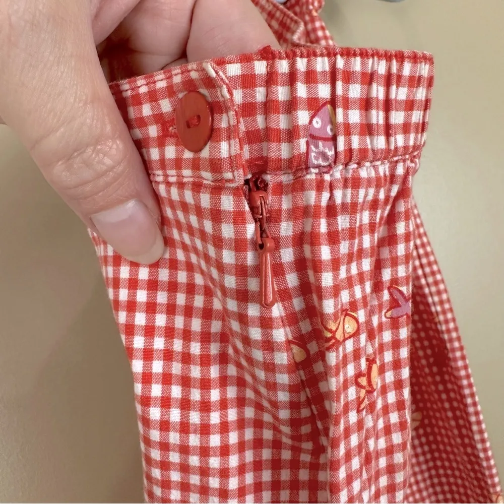 Vintage Spartelle Red White Gingham Fish Embroidered Ribbon Trim Capri Pants M Size M - Image 7