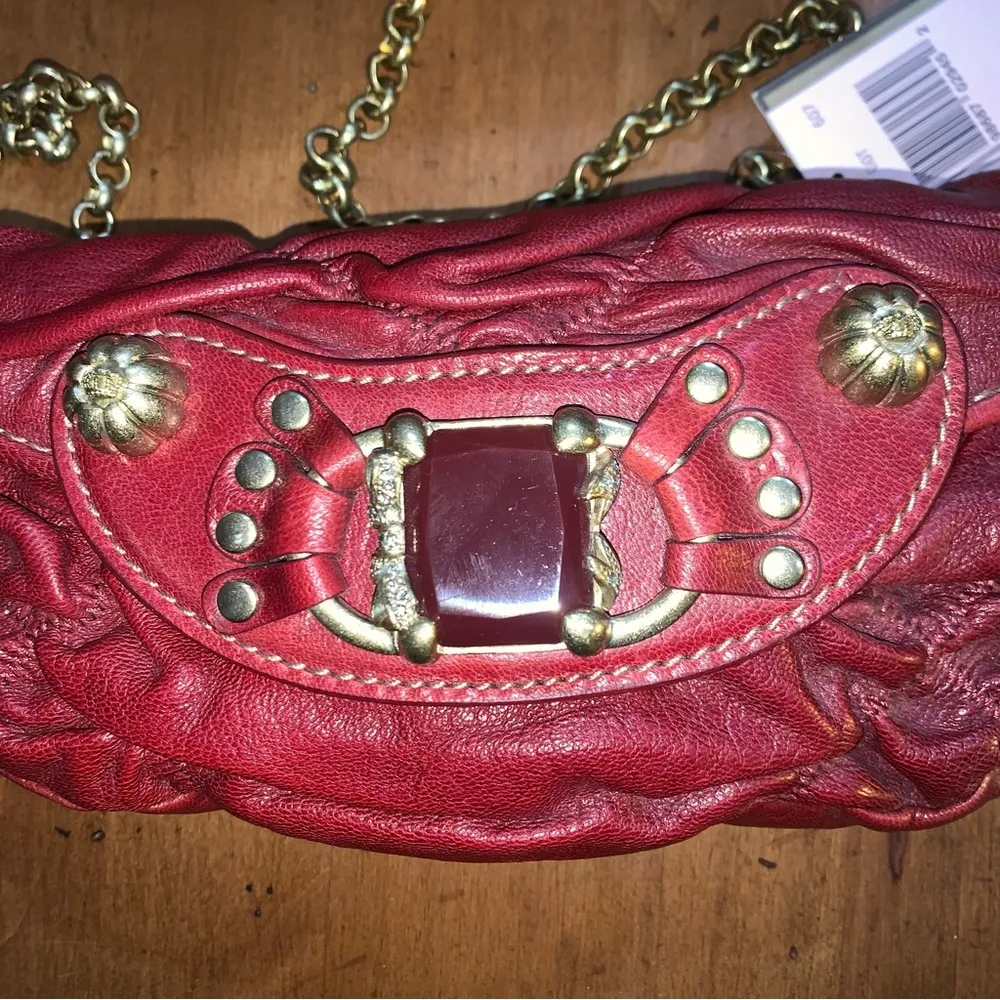 Retro Juicy Couture Dark Red Patent Leather Juicy Couture Long Chain Purse NWT - Image 8