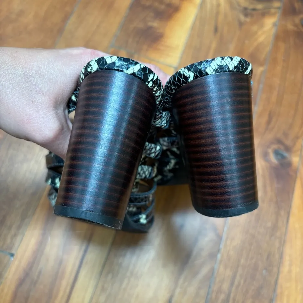 Vionic Sami Heeled Gladiator Ankle Strap Snake Print Leather Caged Sandal - Image 10