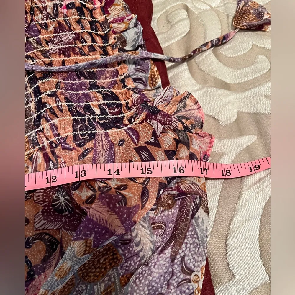 MISA LOS ANGELES AGOT TOP sleeveless ruffles smocked sheer floral size XS NWT - Image 4