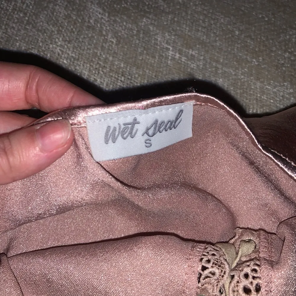 Y2k lace up fairy cami satin pink spring classic boho top floral embroidery S - Image 4