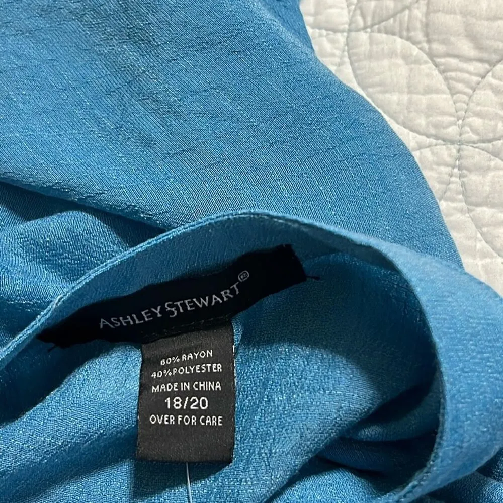 Ashley Stewart womens 18/20 pullover Caribbean ruffle split neck poncho blouse - Image 8