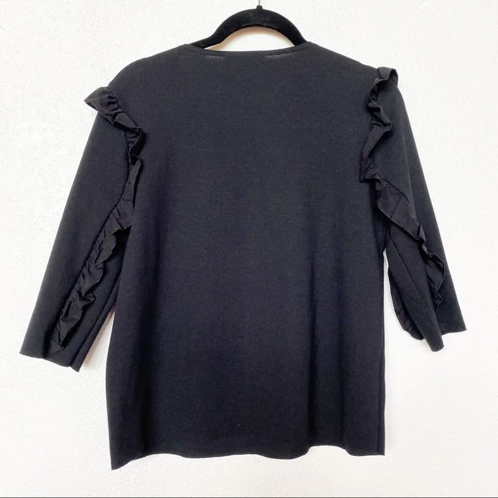 ZARA  Cropped Ruffle Sleeve Raw Hem Top Size Small - Image 9