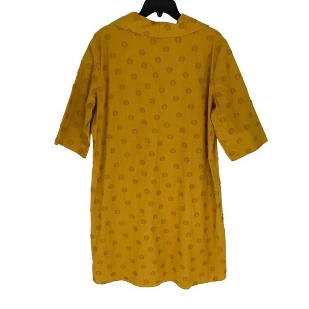 RTW Charleston Womens Polka Dot Print Shirt Dress Mud Size‎ XL Gold - Image 3