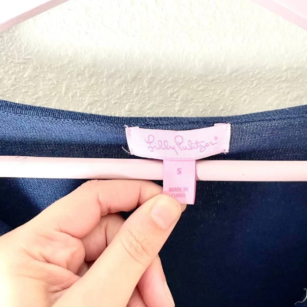 Lilly Pulitzer Ferrera Grey Fringe Cowl Neck Long Sleeve Sweater Size S 24611 - Image 4