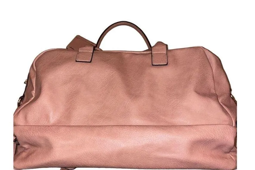 Sole Society Mason Blush Pink Vegan Leather Weekender Duffle Bag large - Image 12