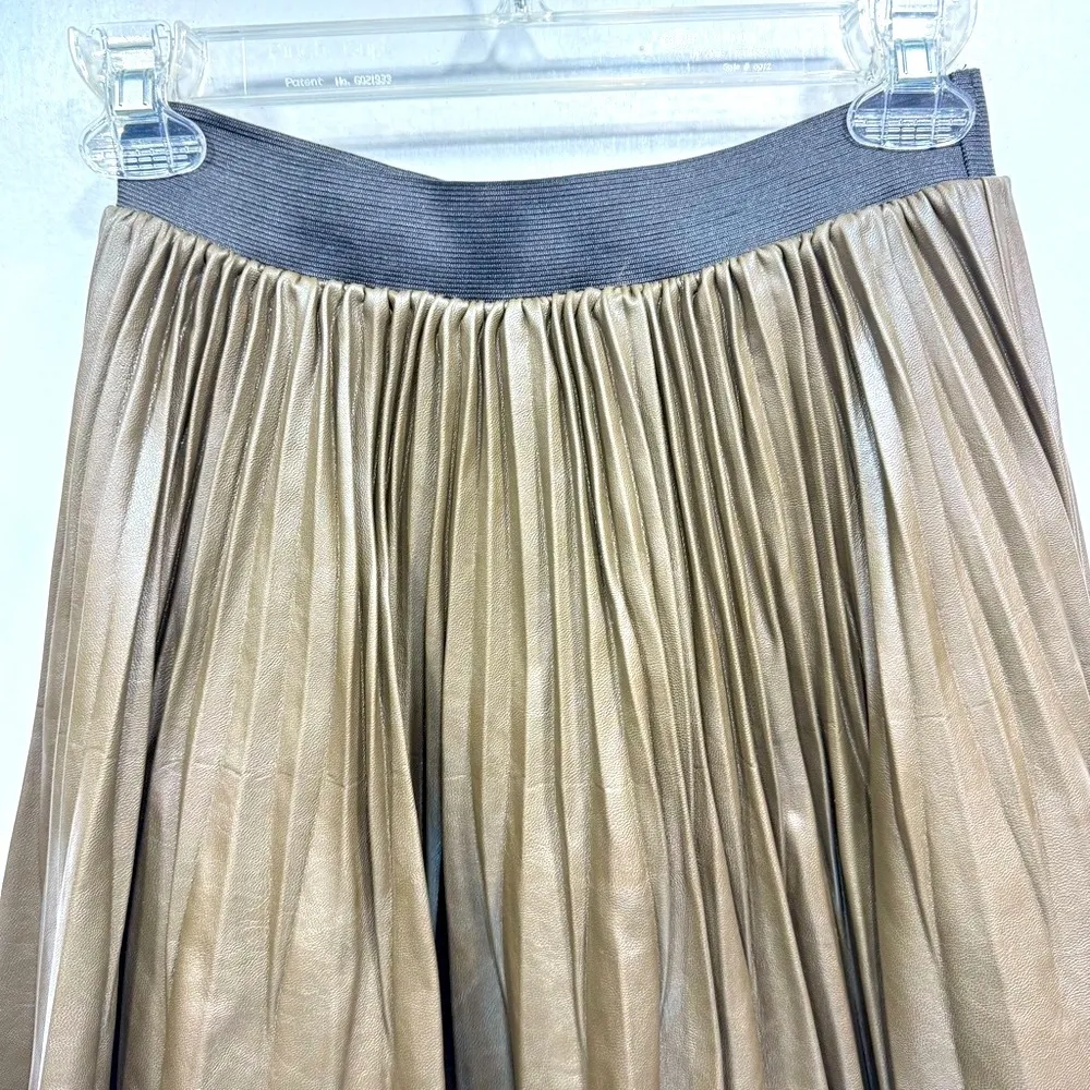 Brown Pleated Plisse Faux Leather Midi Skirt by JOA Los Angeles from ModCloth - Image 3