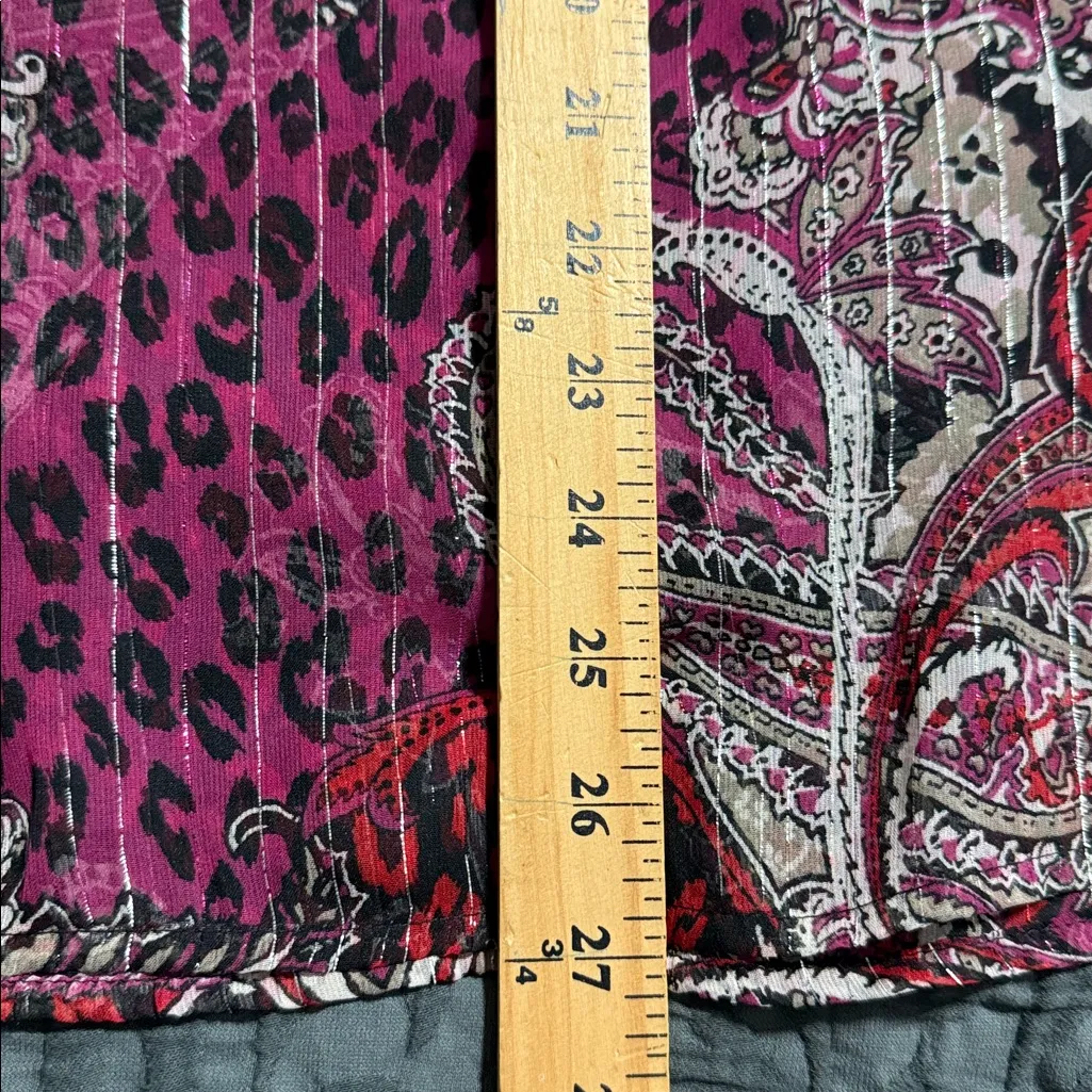 Chico's sz 2 (12) Ardenway jewel neck raglan lurex raspberry radiance ls fashion - Image 3