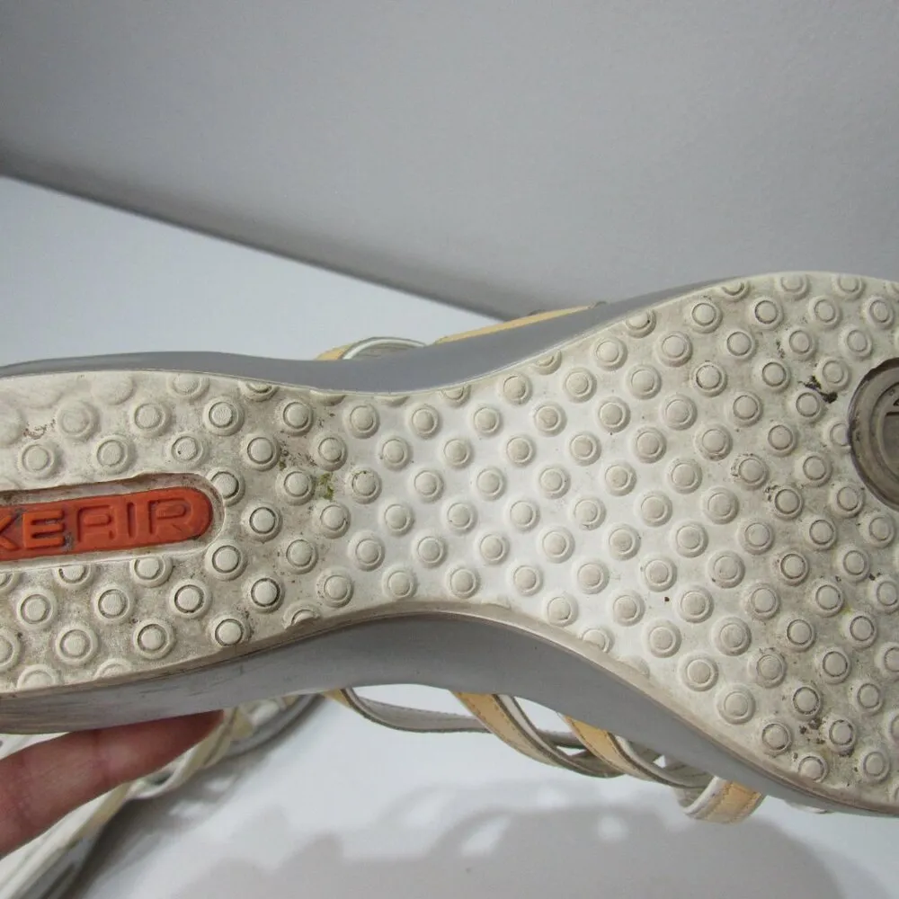 Cole Haan Air Shoes Womens 8 B Silver Cream Peep Toe Wedge Heels Sandals Y2K - Image 9