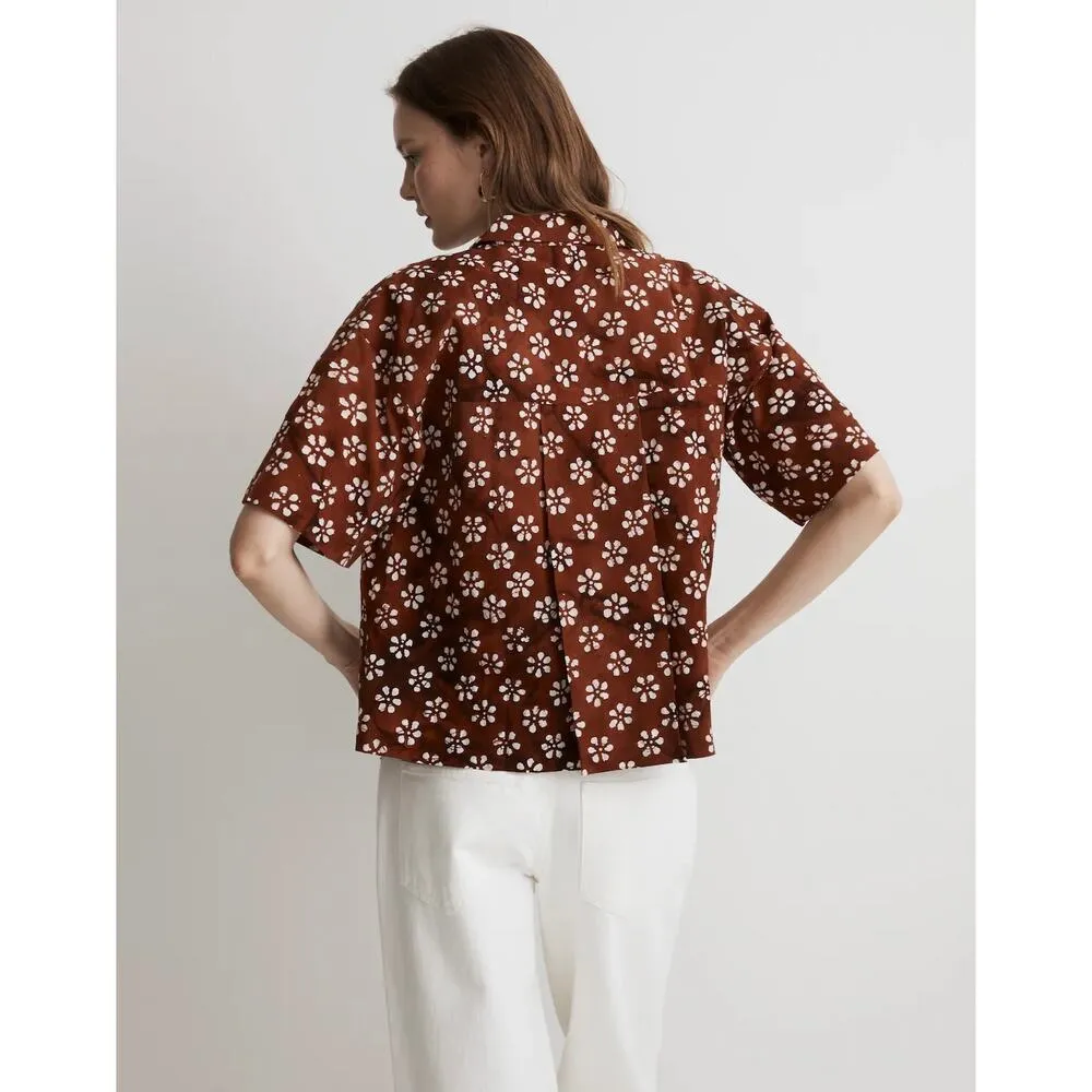 Madewell Brown White Cotton Lightweight Button-Up Camp Shirt Size XS - Image 3