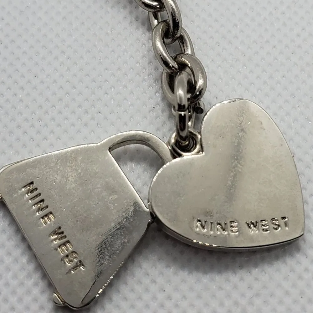 Nine West  Silver Colored Heart & Purse Keychain - Image 3