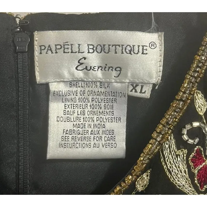 Rare Vintage Deadstock Silk Papell Boutique Evening Flower Basket Sequin Top XL - Image 3