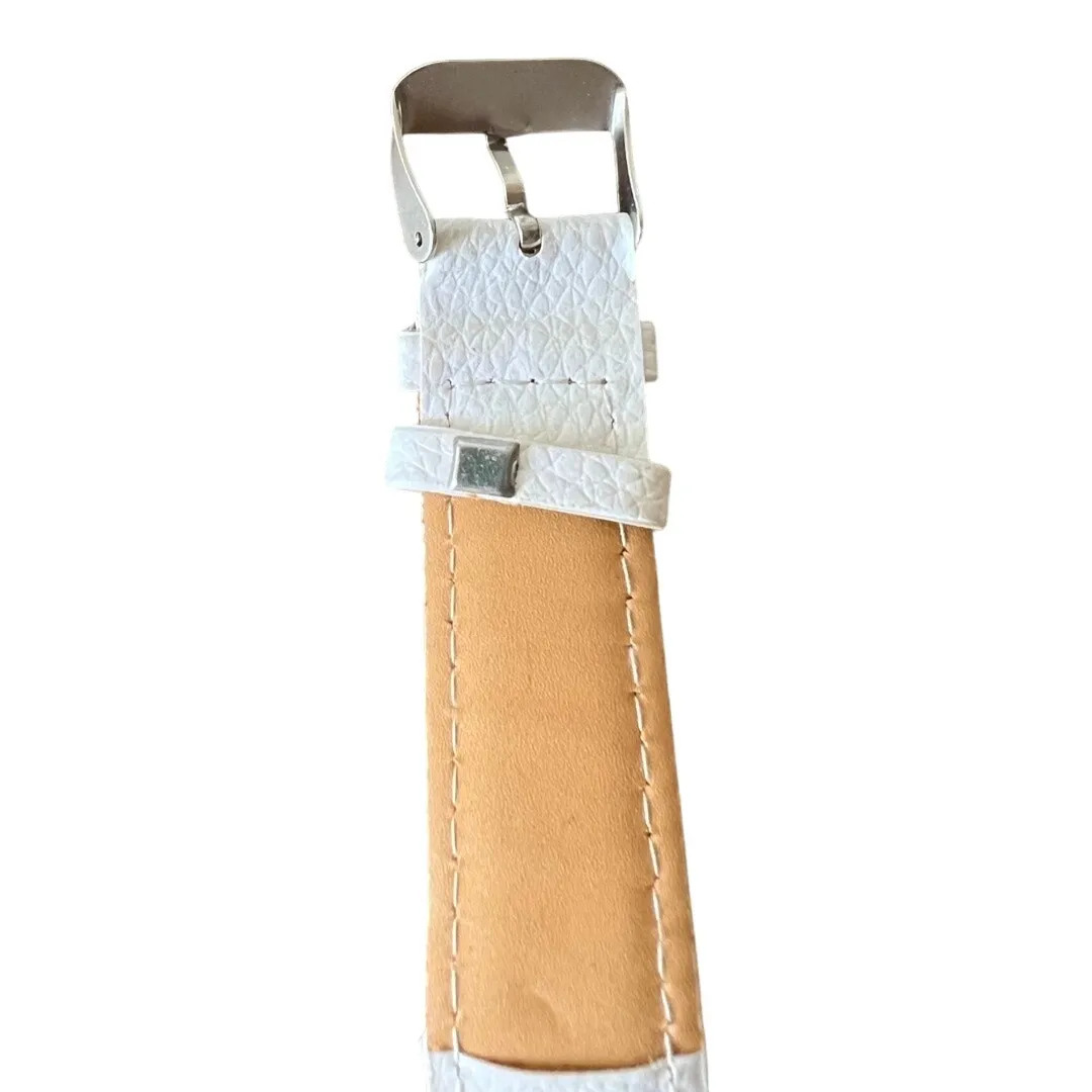 Paris Eiffel Tower White Vegan Leather Gold Tone Buckle Strap Analog Watch MINT - Image 9