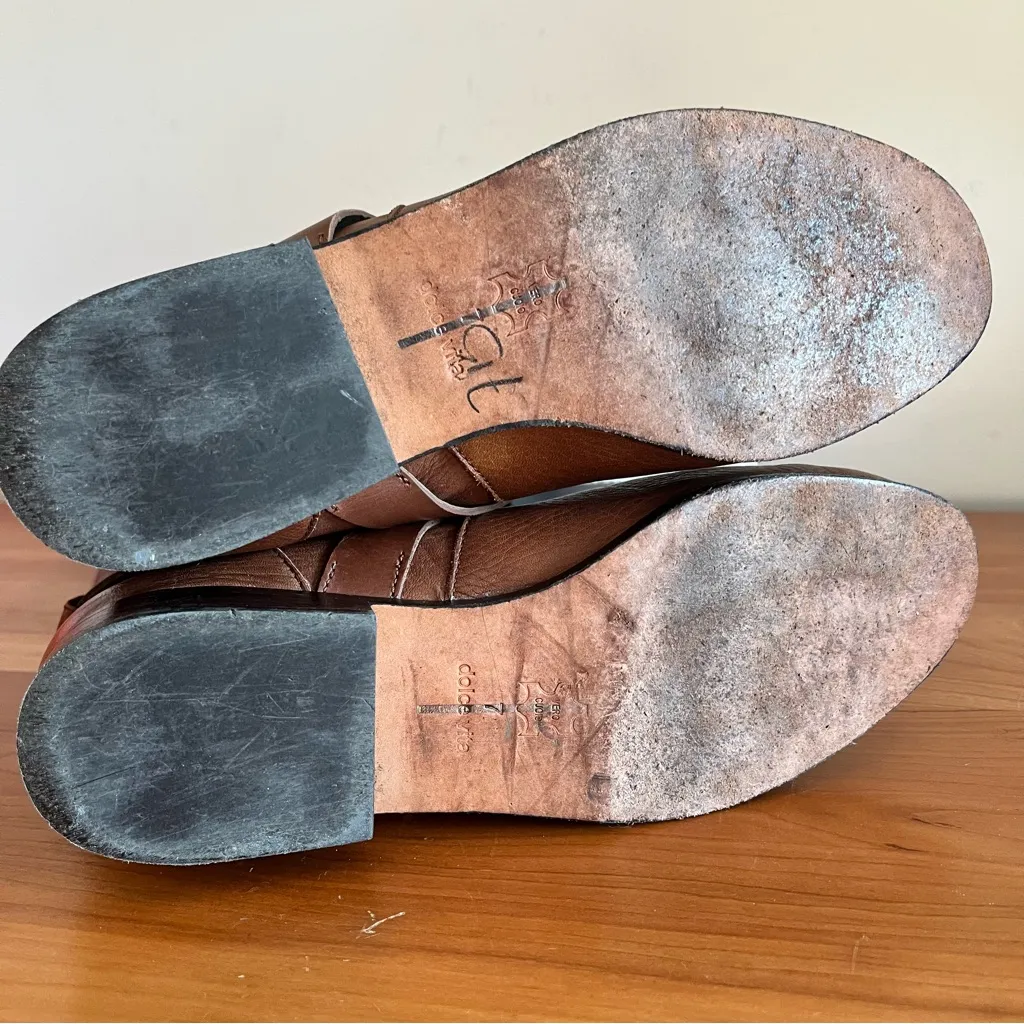 Women’s Dolce Vita Brown Knee High Leather Riding Boots Size 7 Buckle Detail - Image 8