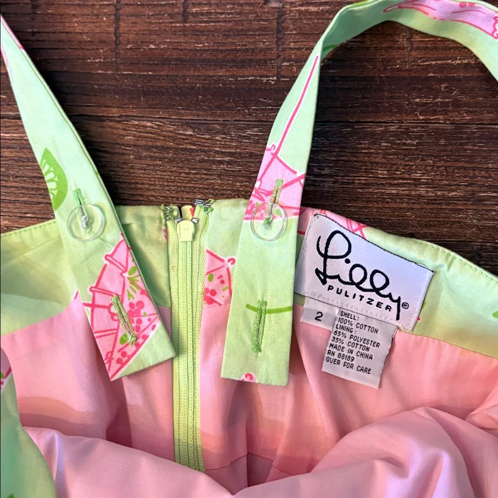 Vintage Lilly Pulitzer White Label Shift Dress Cocktail Umbrella Print Size 2 - Image 4