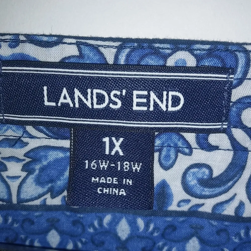 Lands End 1X Blue Cotton Tunic Dress Plus - Image 6