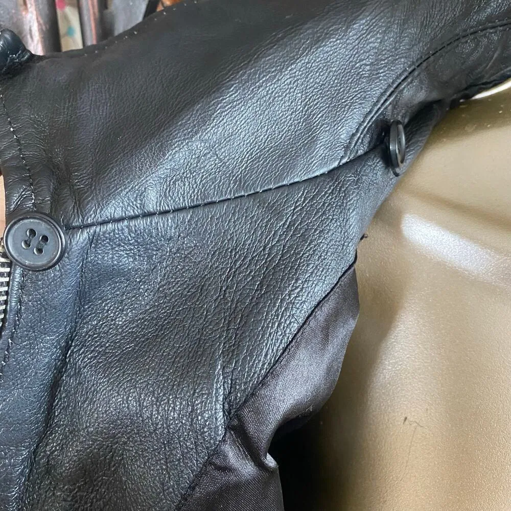 Size XL//Vintage Y2K Woven Black Leather Suede Jacket - Image 5