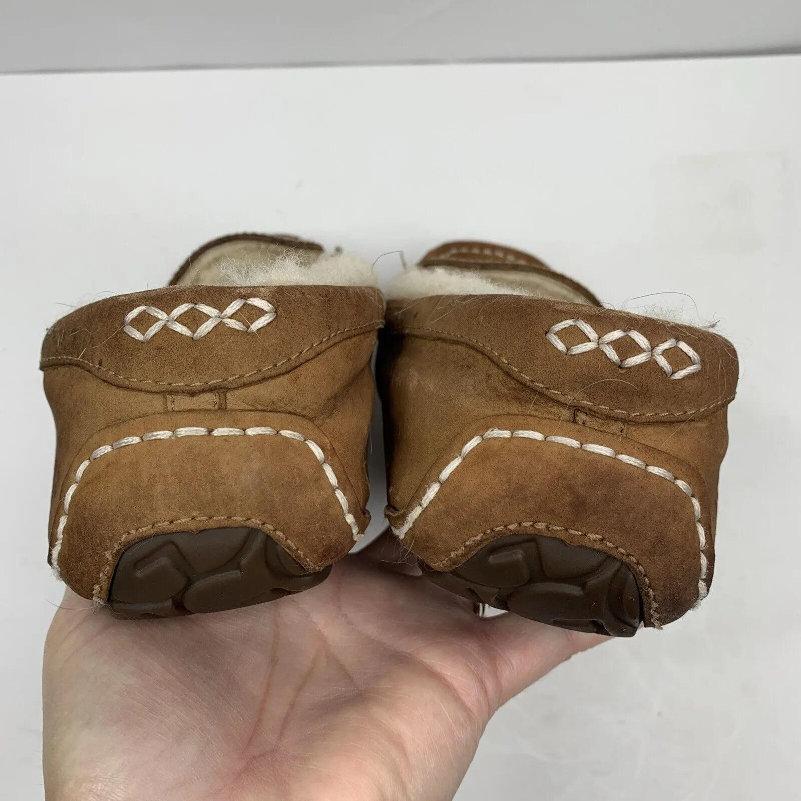 Ugg Sz 7 Ansley Slipper Leather Nubuck Brown Chestnut Slip On Shoes Women’s 3312 - Image 9