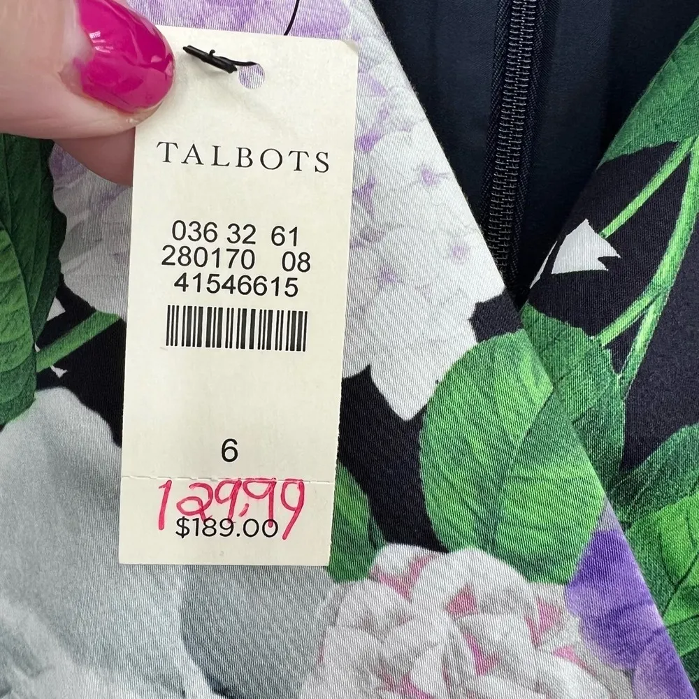 NEW TALBOTS Oprah Magazine Collection Floral Sz 6 Dress Purple Pleated pockets - Image 6