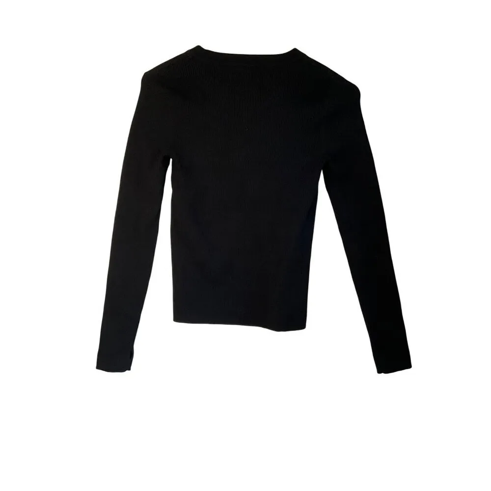 525 Frankie Rib Crew Neck Pullover Sweater in Black XSmall New Womens Knit Top - Image 5