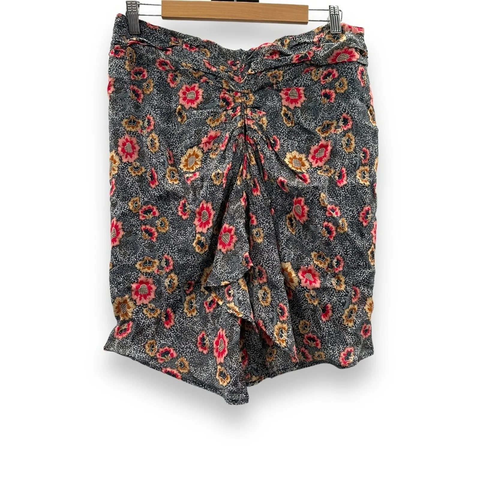 Isabel Marant Etoile Sevan Floral Print Ruched Multicolor Mini Skirt Sz 42 / 10 - Image 2