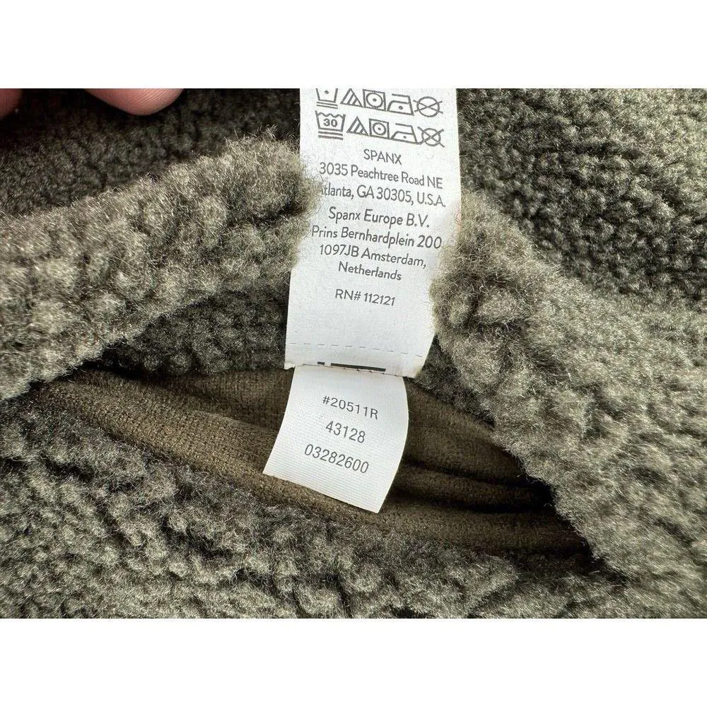 Spanx Reversible Suede Sherpa Jacket Sz XS Utility Green Oversized Coat NWT $228 - Image 11