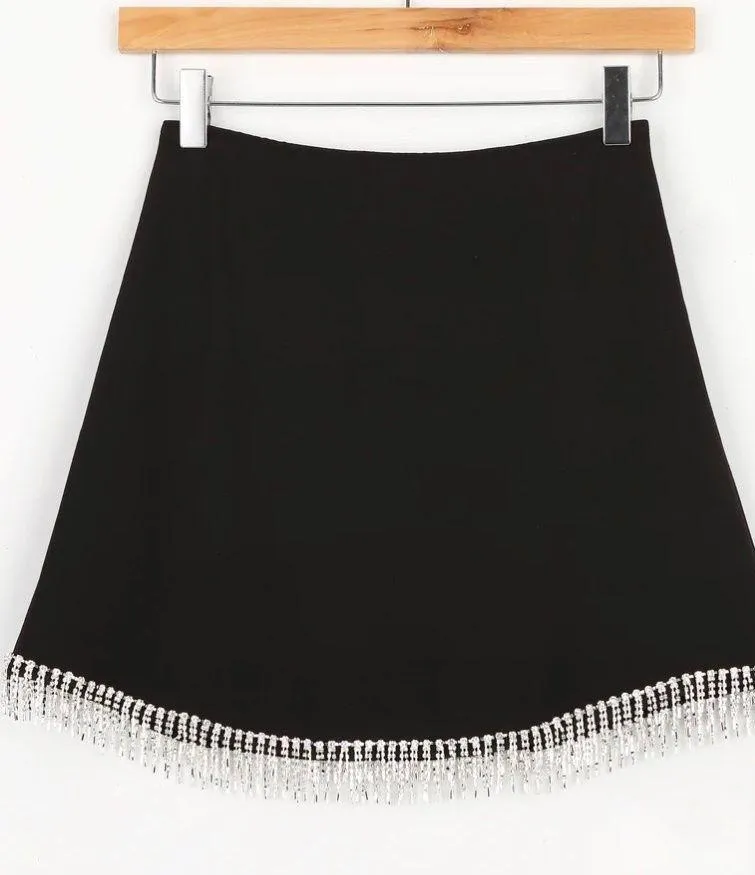 Lulus Mink Skirt - Black Rhinestone Fringe - Image 2