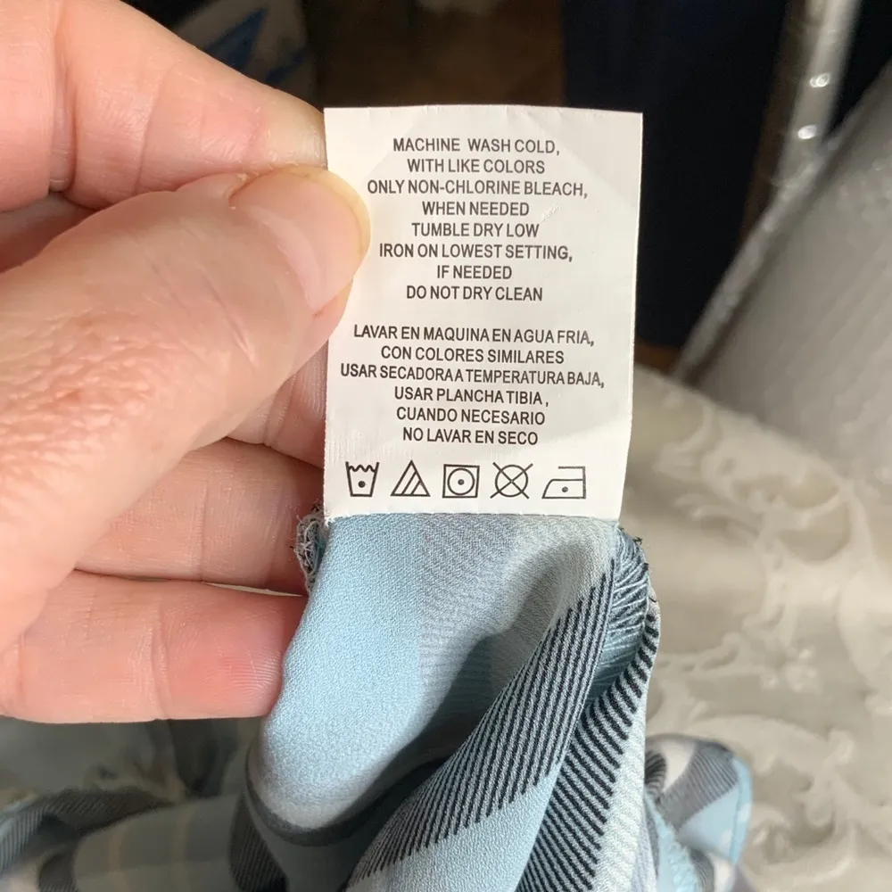 Gianni Bini Blue Plaid Crop Top Wide Sleeves Ruffle Hem Dainty Blouse S - Image 10