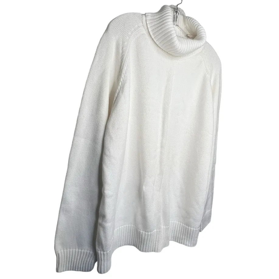 Pria Woman White Cotton Turtleneck Sweater‎ Size 3X - Image 3