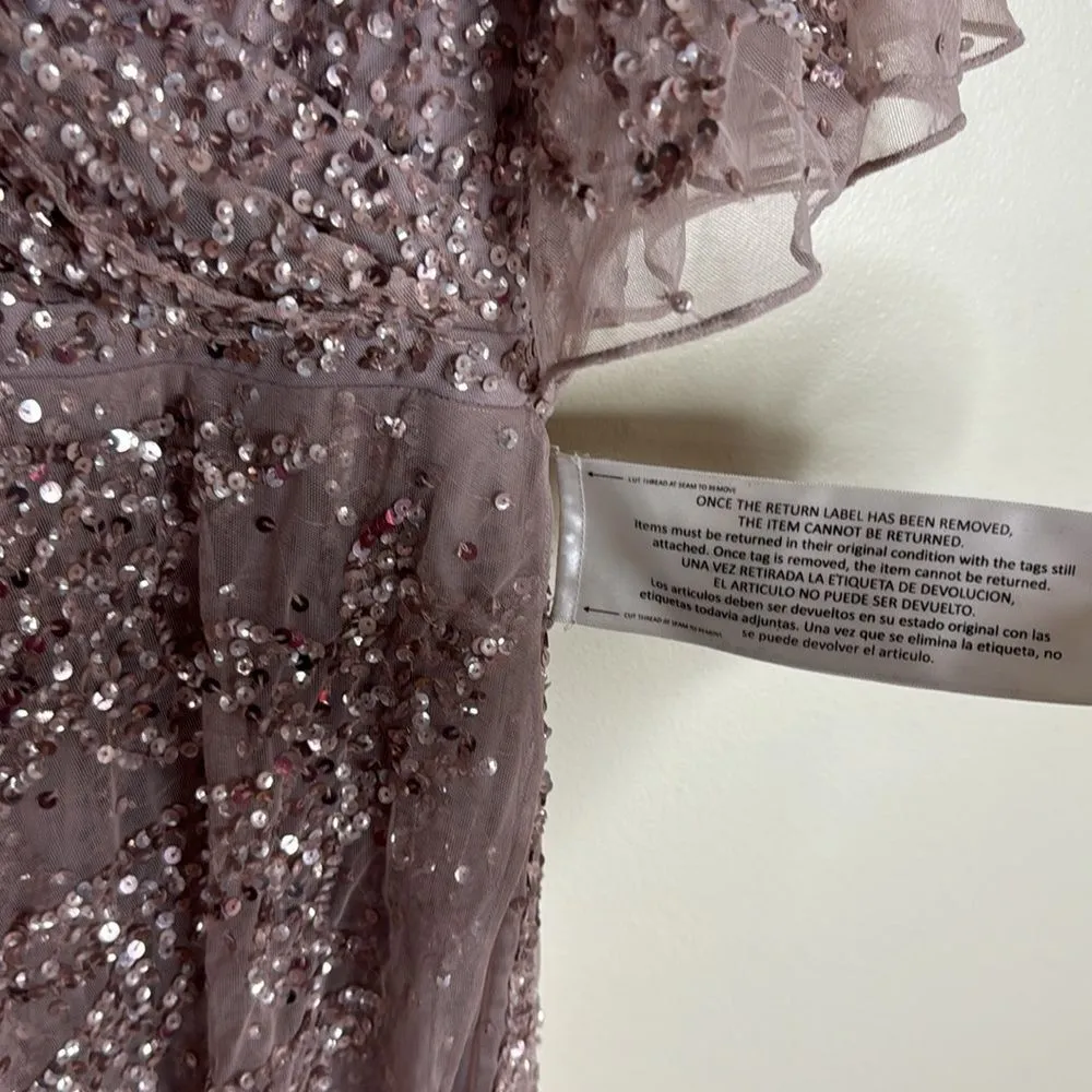 Mac Duggal SEQUINED BUTTERFLY SLEEVE HIGH LOW GOWN dress size 12 style 93681 - Image 8