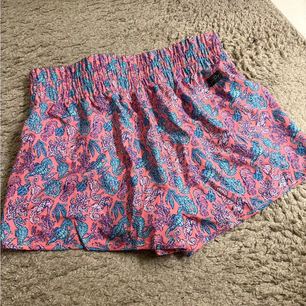 Simply Southern Pink Coral Seahorse High Rise Elastic Waist Shorts - size XXL - Image 3