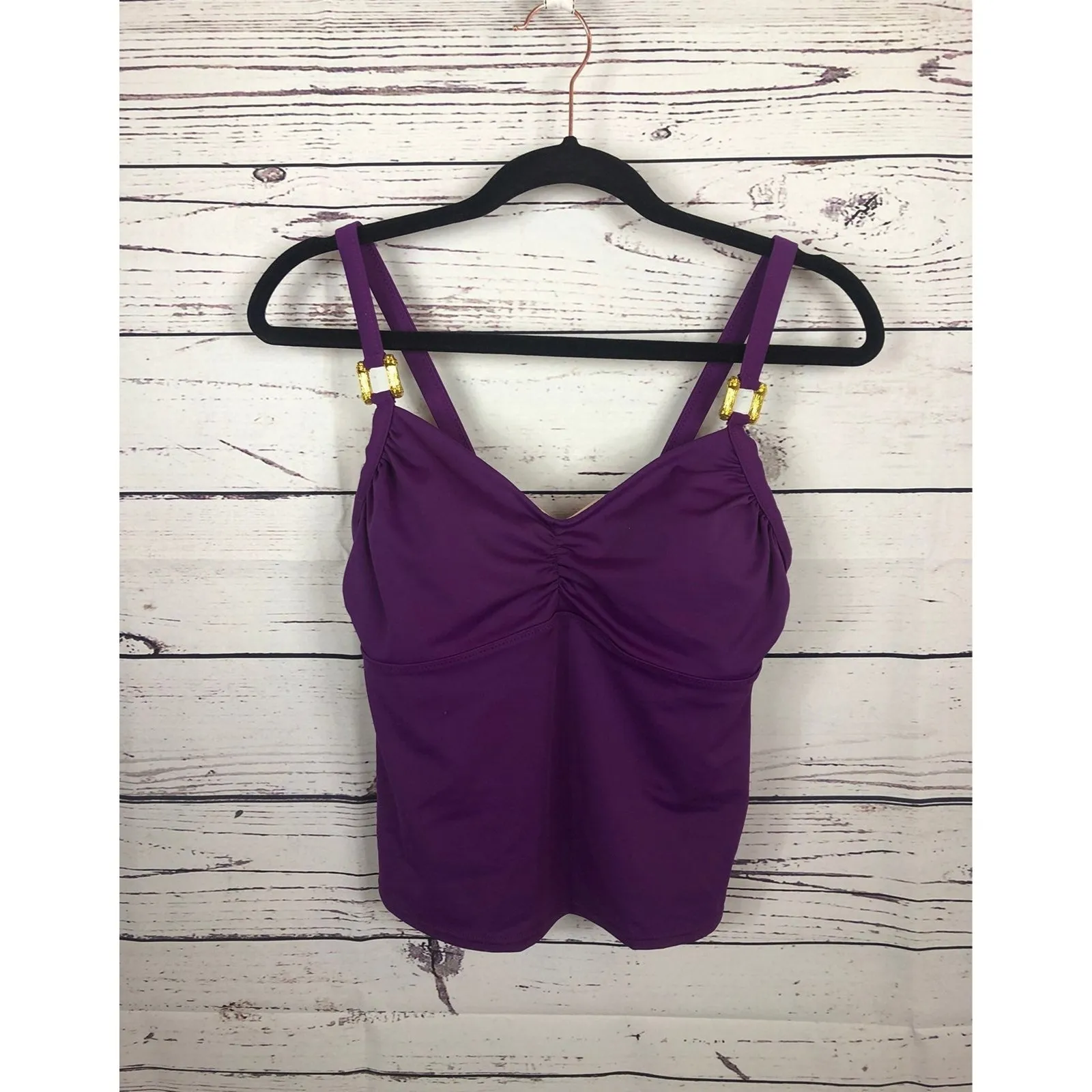 Lands End Tankini & skort set purple With gold accents color size 4 - Image 3