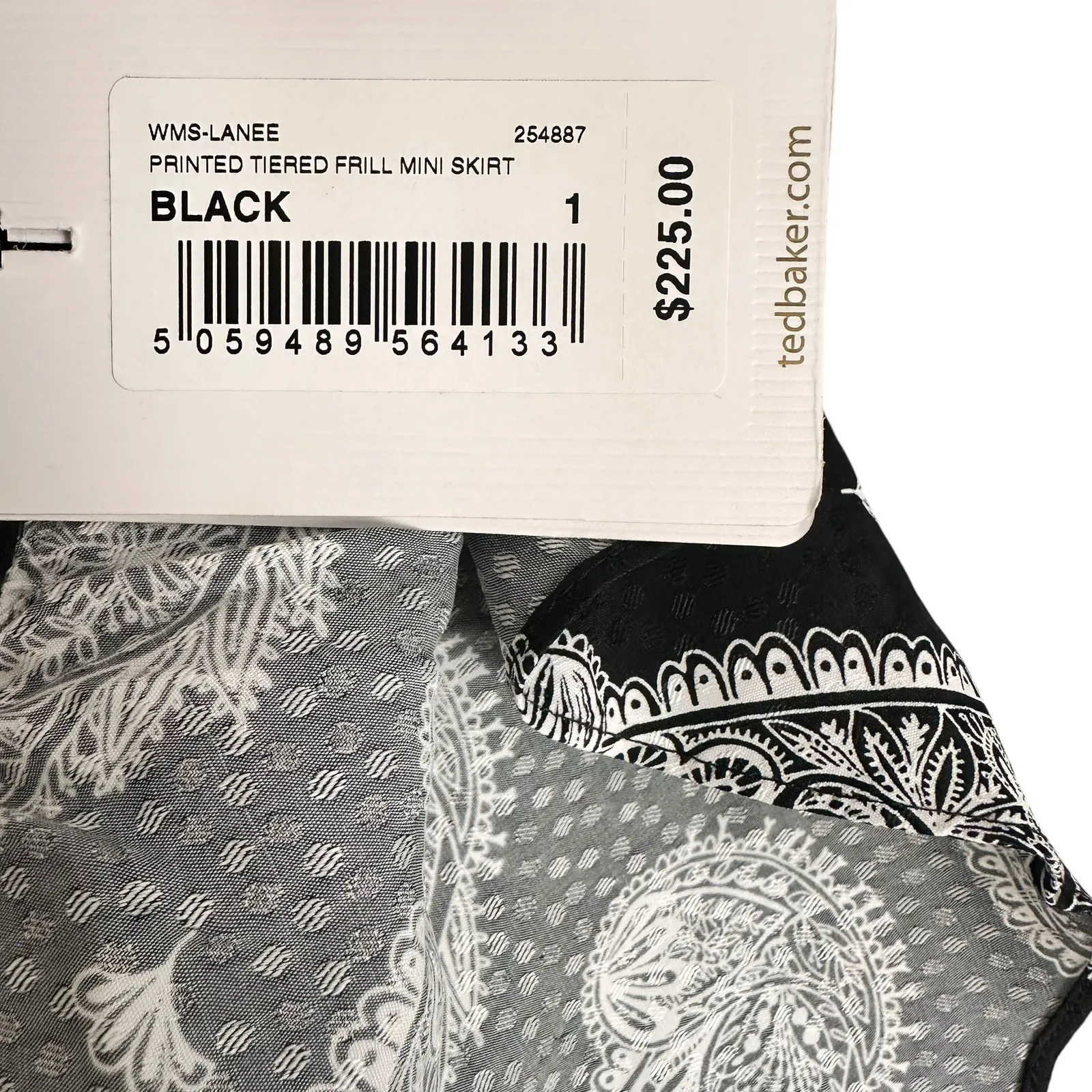 Ted Baker Lanee Printed Tiered Frill Mini Paisley Black Skirt Size XS 0-2 NWT - Image 8