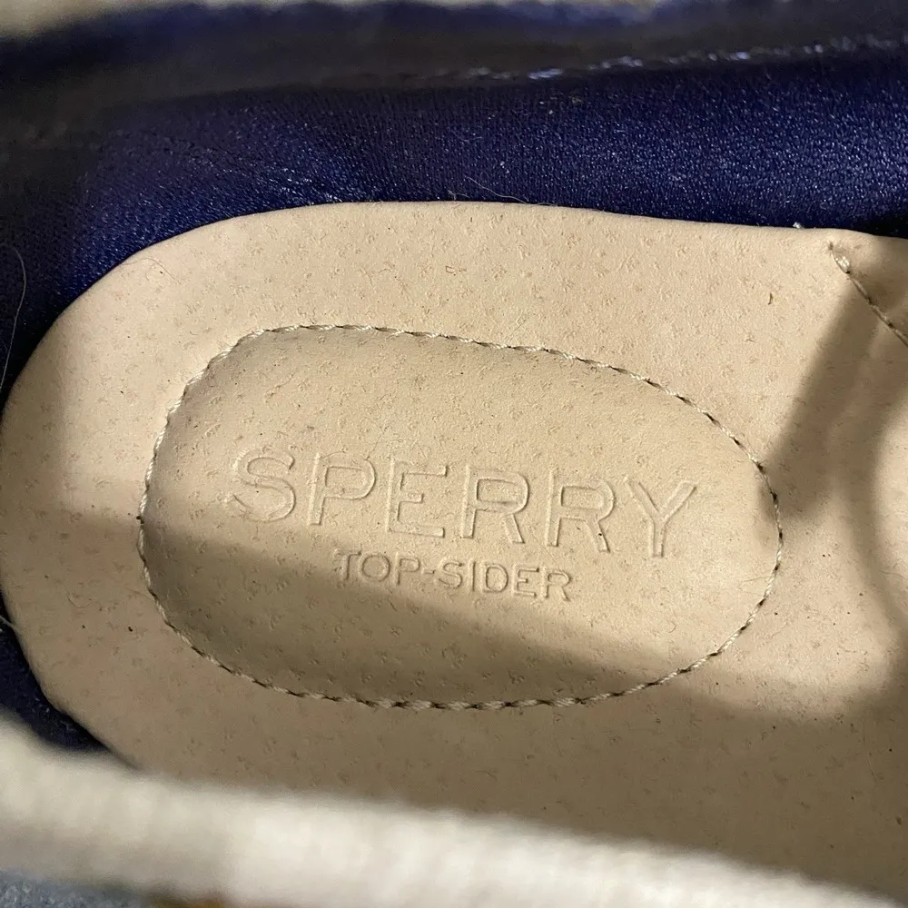 Sperry Women's Topsiders Women's 8M Blue Leather/Linen Canvas Close Toe Shoes - Image 11