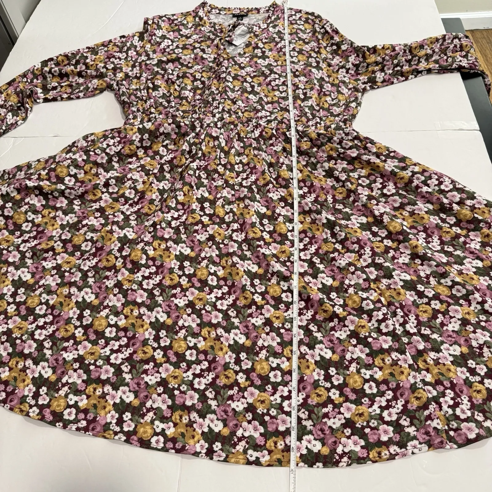 NWT Torrid Colorful Ditsy‎ Floral Stretch Challis Tie Neck Dress Size 1X Pockets - Image 12