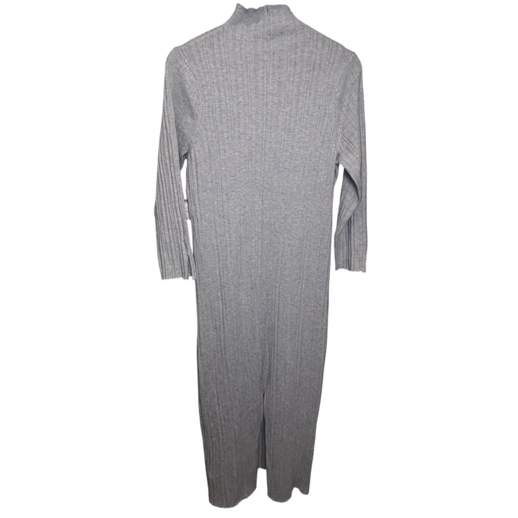 NWT Anthropologie Gray Knit Mock Neck Long Sleeve Ribbed Maxi Dress Size 1X Tan - Image 7