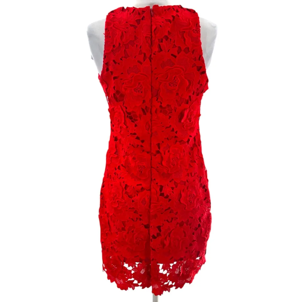 J. CREW COLLECTION Luxe Lace Sleeveless Cocktail Dress Sz 2 3D floral red - Image 4