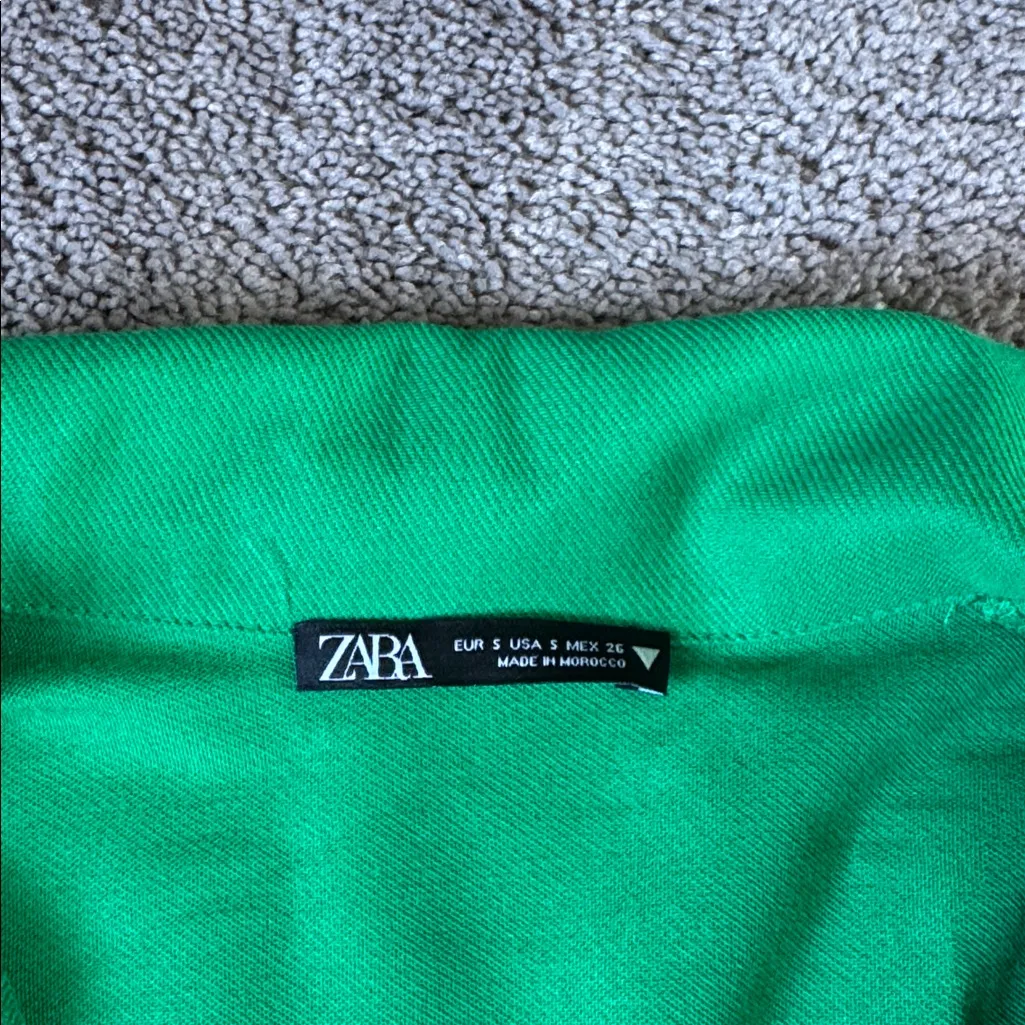Zara Green Collared Dress SIZE S - Image 2
