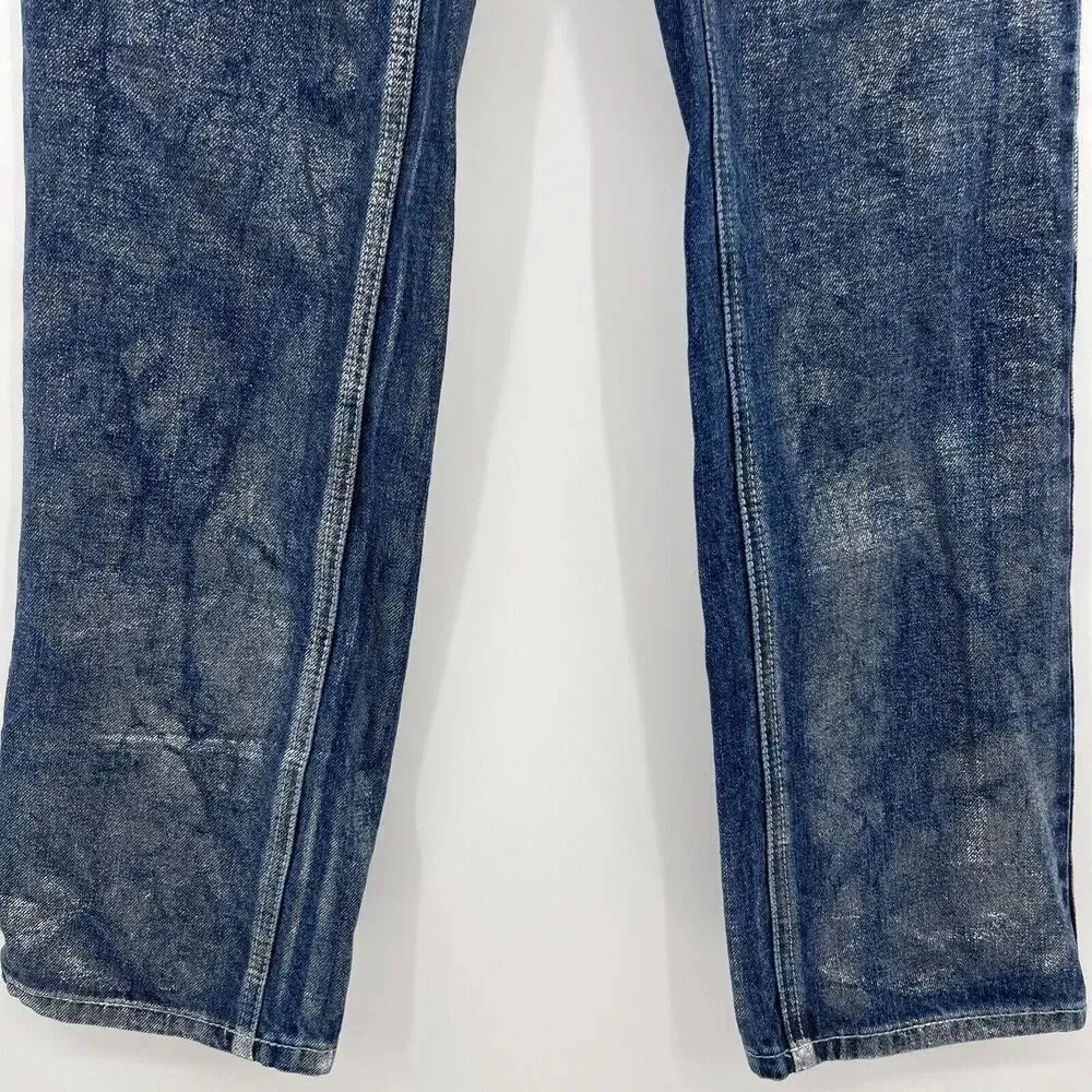 BDG Urban Outfitters Straight‎ Leg Cowboy Jean Metallic Mid Rise Women's Size 25 - Image 4