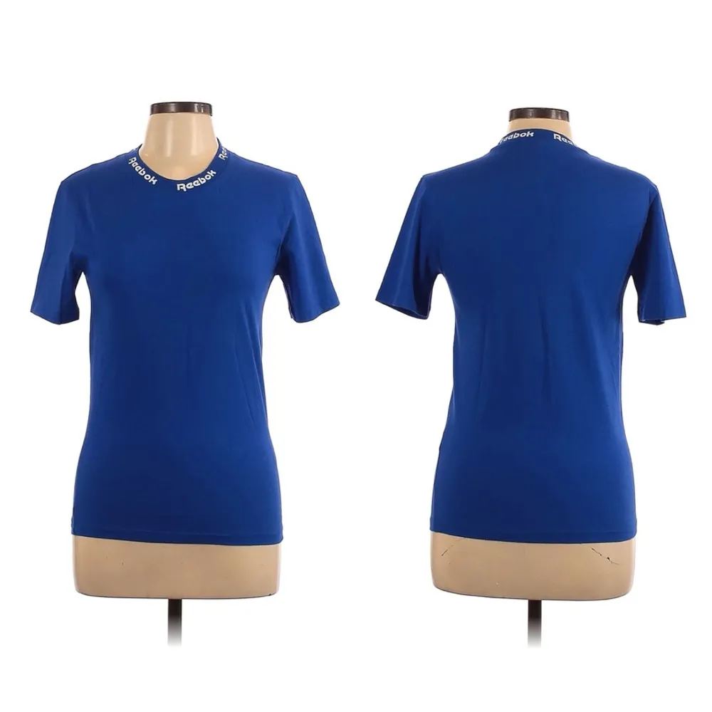 SANDRO x Reebok Logo Top Short Sleeve T-Shirt, Royal Blue Graphic Tee sz. S - Image 17