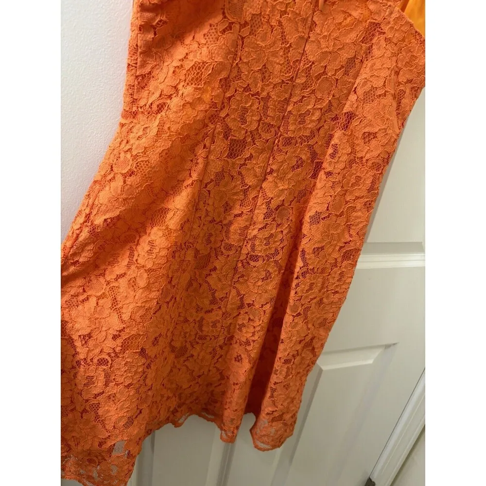 Italian Designer Emanuela Beghelli By Beghi Orange Lace Mini Dress Bodycon Style - Image 6