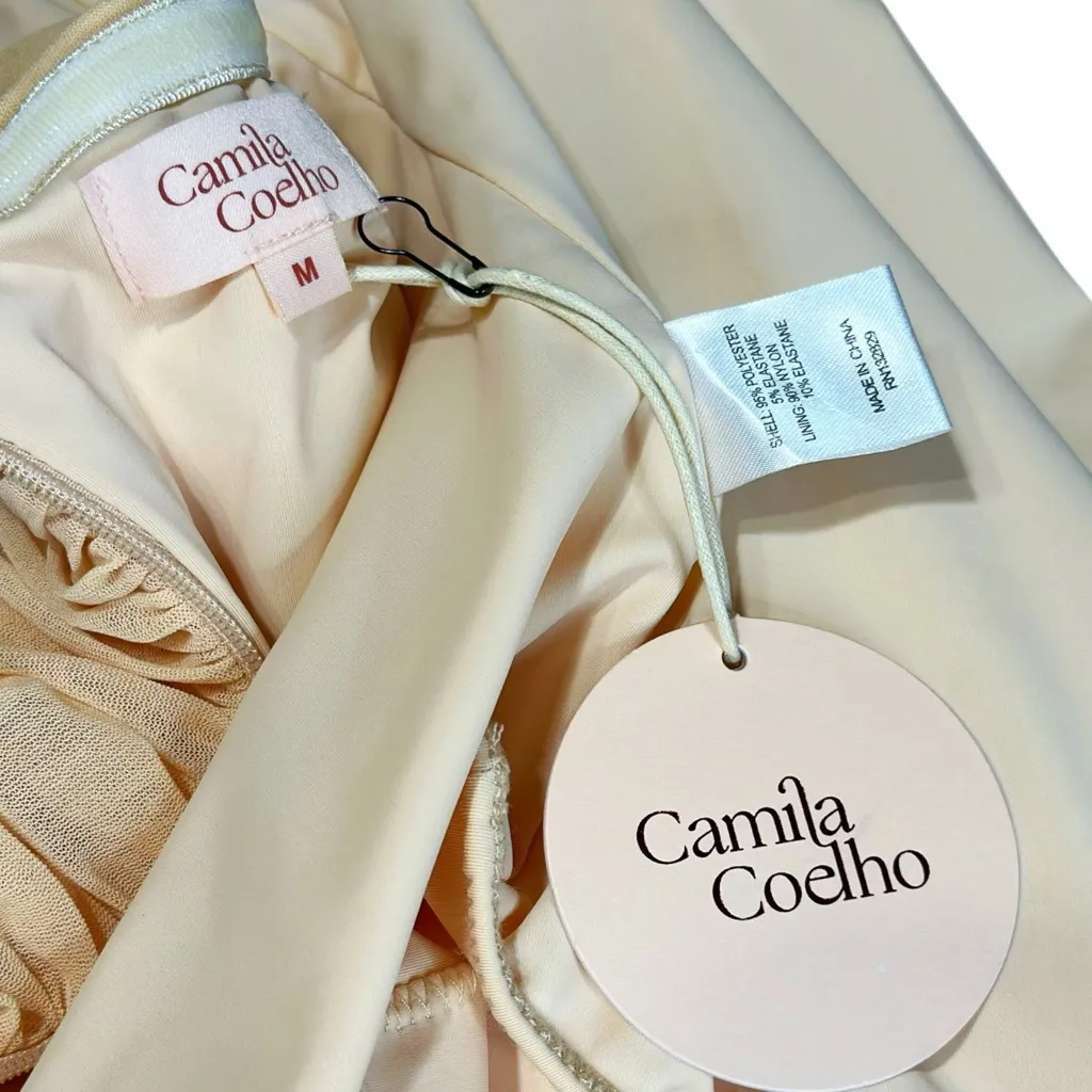 CAMILA COELHO Lillian Mesh Midi Dress, Pastel Peach, Medium - Image 12