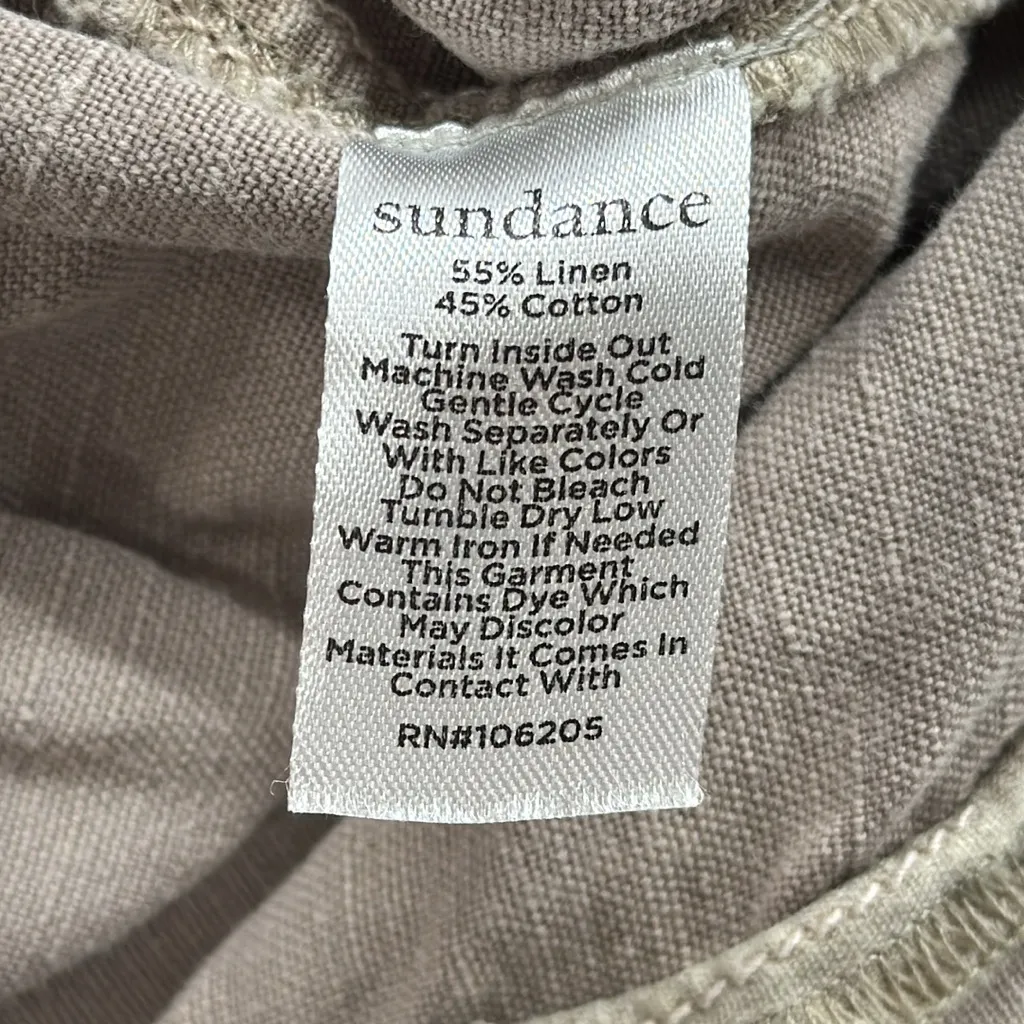 Sundance Tan Taupe Linen Blend Button Up Pants Size 4 - Image 6